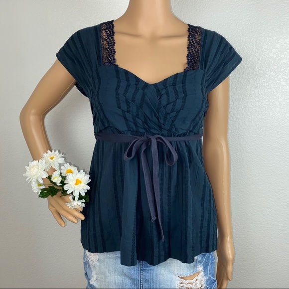 Anthro Edém & Esyllte Babydoll Peplum Blouse Top - Picture 2 of 12